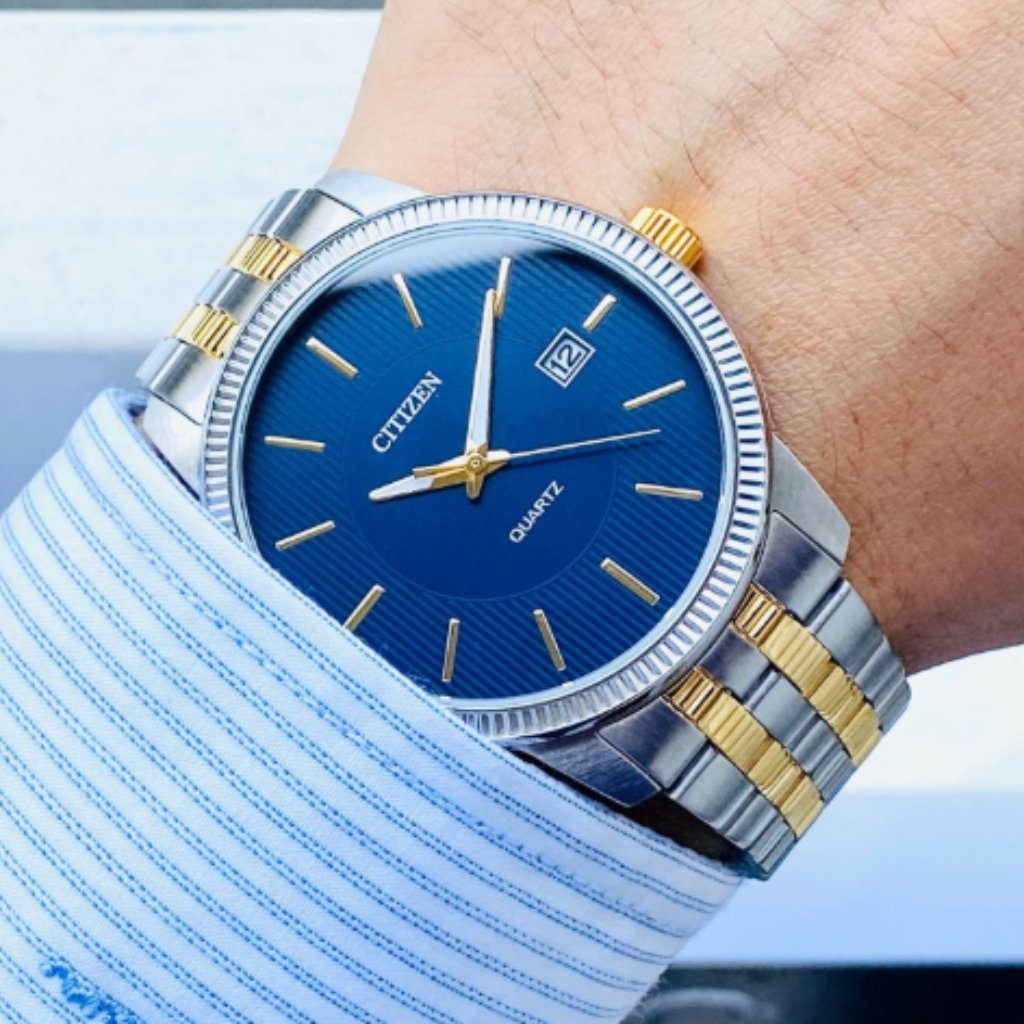 Citizen Mens Two Tone Blue 40mm Face Date Watch